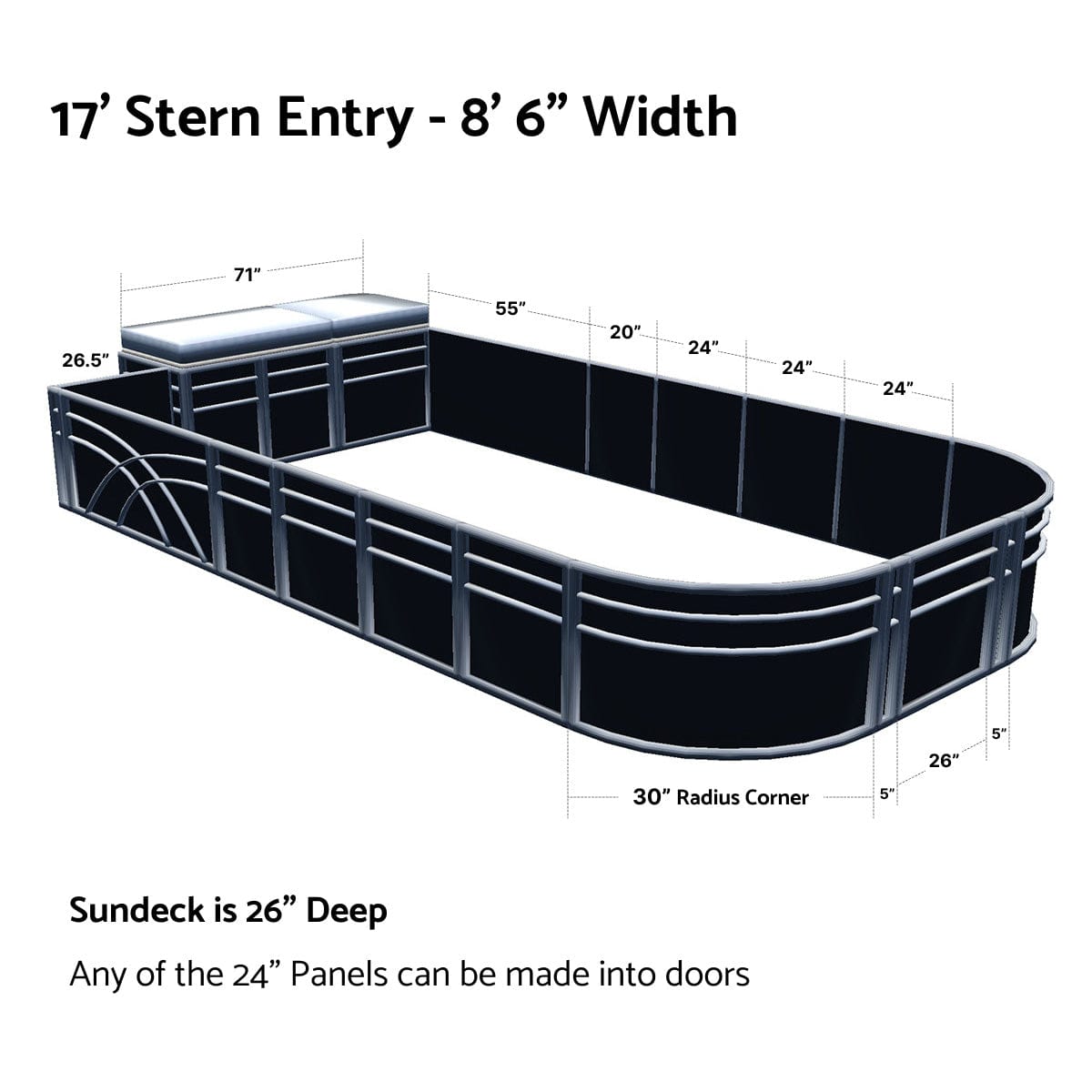 Pontoon Boat Fence Railing Black - White Cushion #color_black metallic
