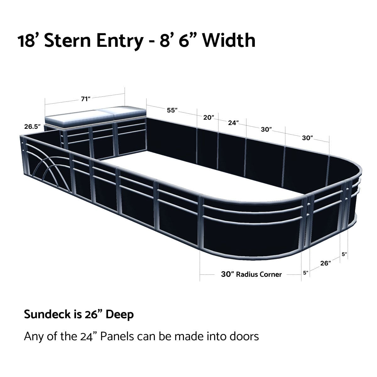 Pontoon Boat Fence Railing Black - White Cushion #color_black metallic