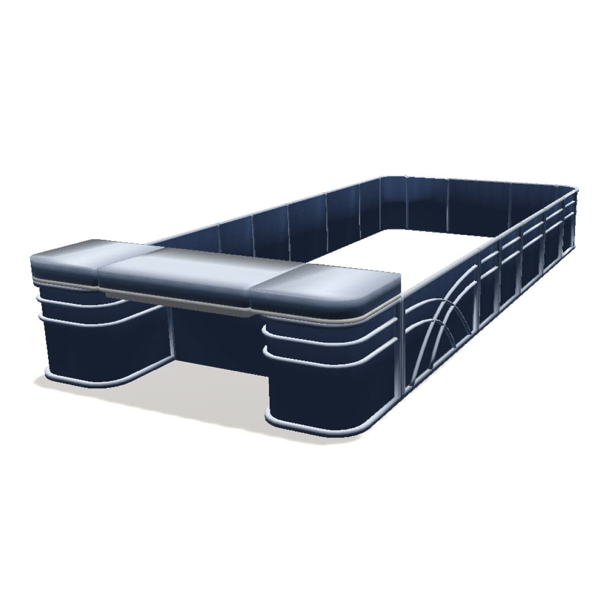 Full Width Sun Deck Square - 8' Wide Pontoon Fence Railing Package