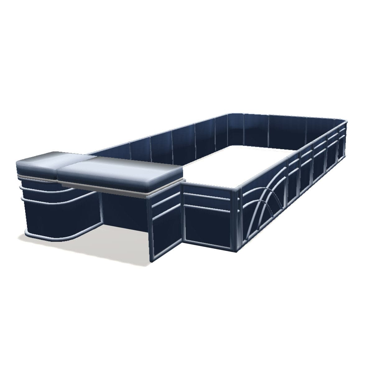 Stern Entry Sun Deck Square - 8' Wide Pontoon Fence Rail Package