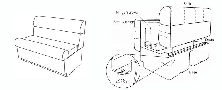45" Left Premium Corner Bench Pontoon Seats