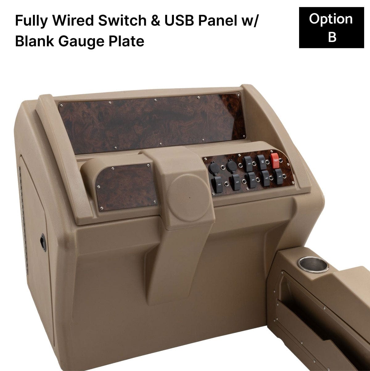 Beige Deluxe Console Fully Wired Switch Panel Burlwood #color_beige & invisible