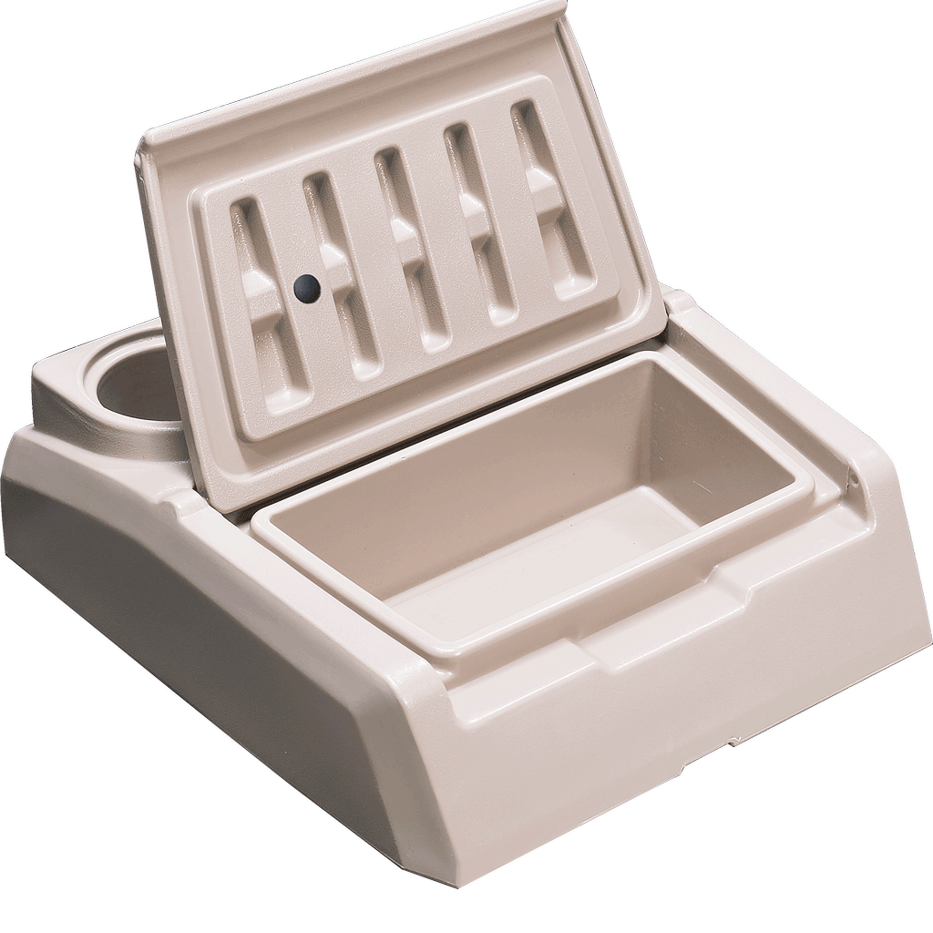 tan bass boat center storage console and step