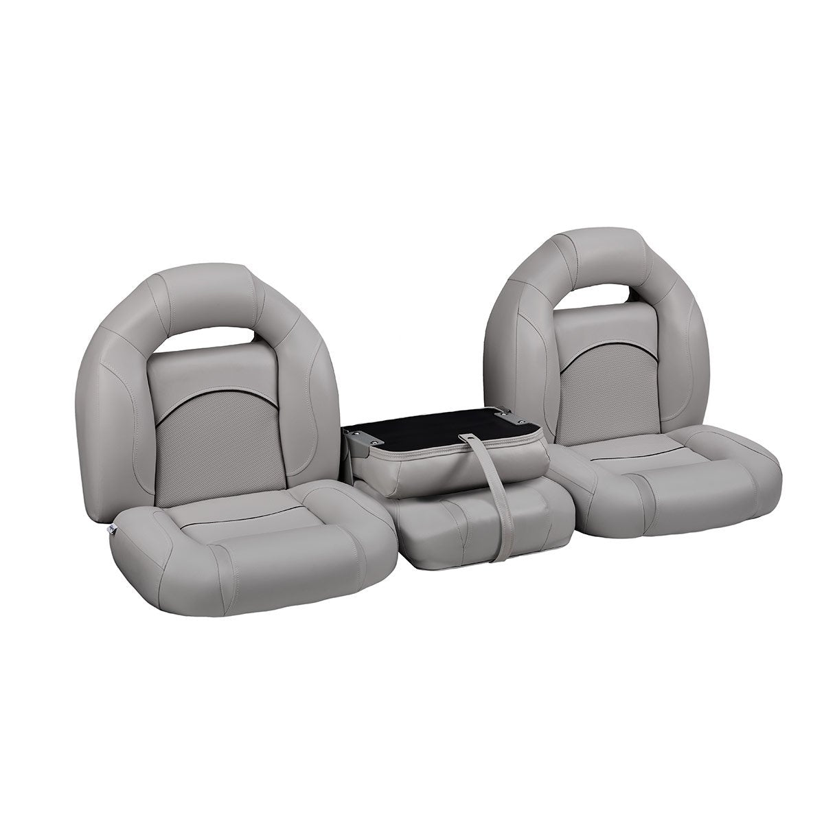 DeckMate Bass Boat Bench Seat Set with Closed Center Seat #color_gray