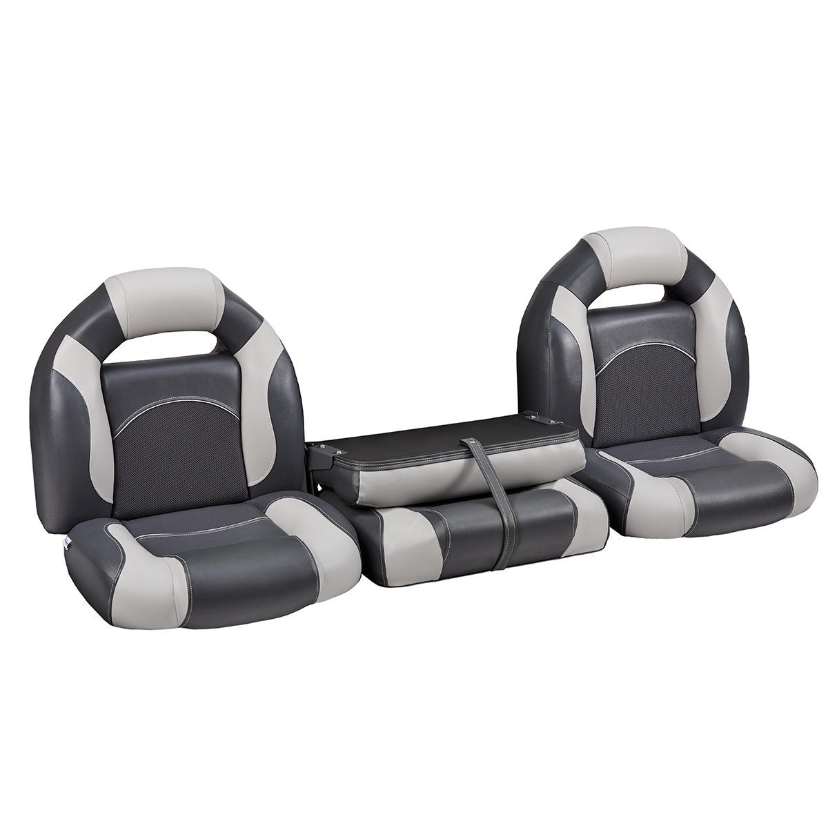 DeckMate Bass Boat Bench Seat Seat with Closed Wide Center Seat #color_charcoal & gray