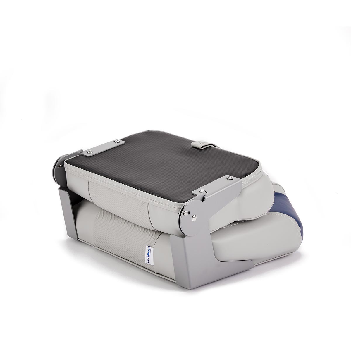 Hinge Mount Low Back Folding Boat Seat Gray Blue Marine Grade Vinyl for sale #color_gray & blue