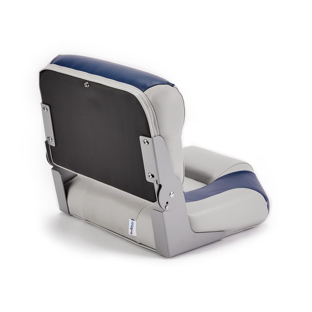 Hinge Mount Low Back Folding Boat Seat Gray Blue Marine Grade Vinyl for sale #color_gray & blue