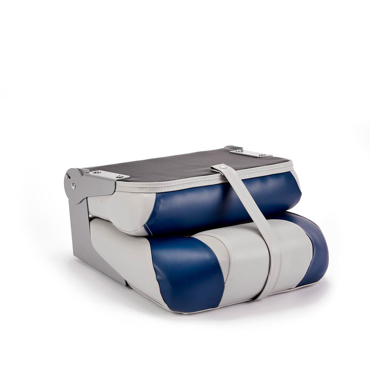 Hinge Mount Low Back Folding Boat Seat Gray Blue Marine Grade Vinyl for sale #color_gray & blue
