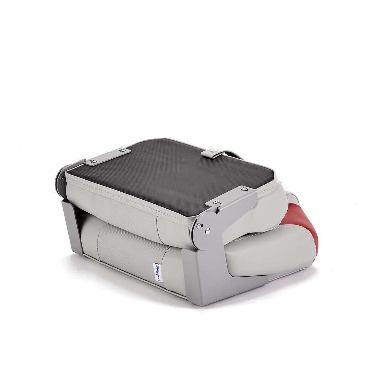 Hinge Mount Low Back Folding Boat Seat Gray Red Marine Grade Vinyl for sale #color_gray & red