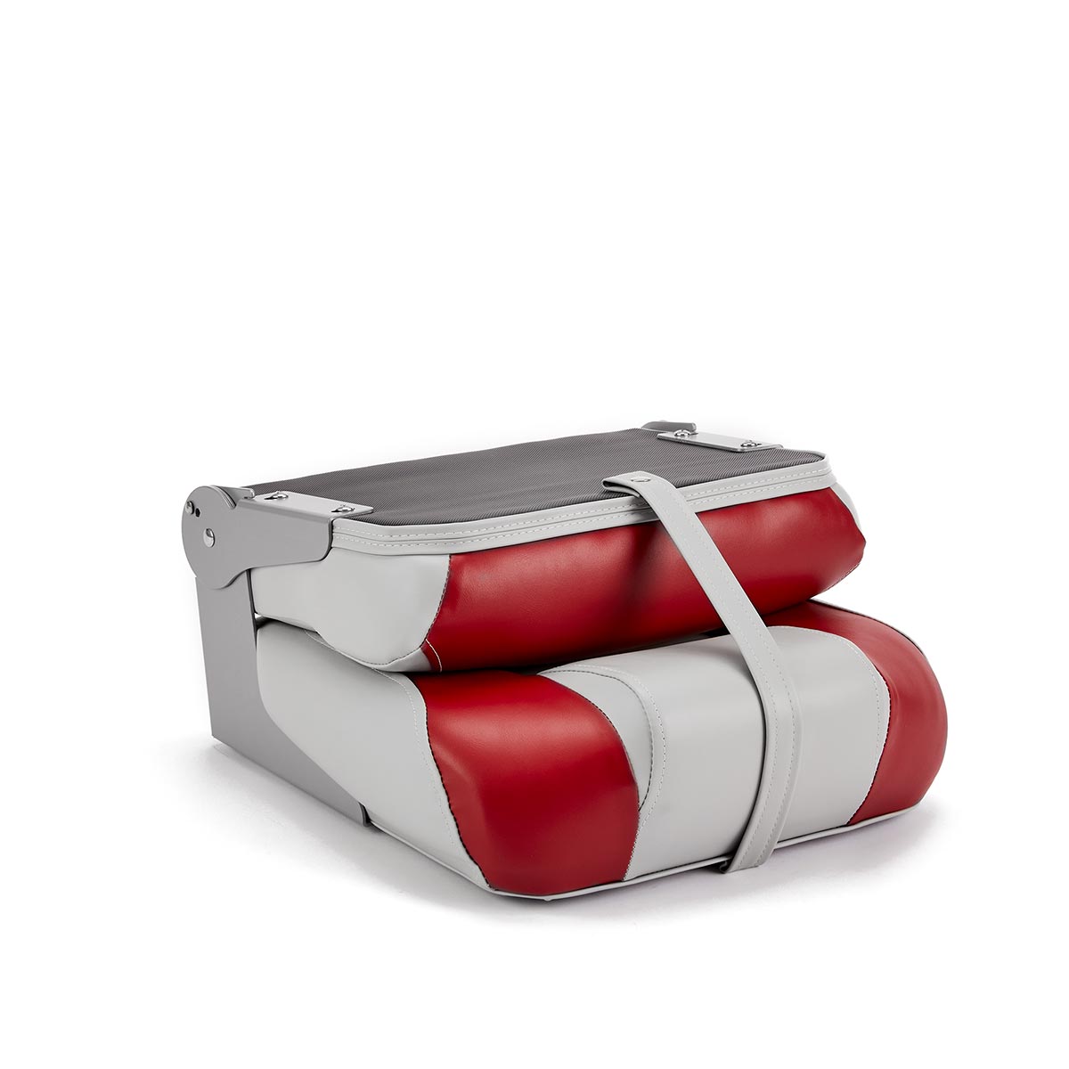Hinge Mount Low Back Folding Boat Seat Gray Red Marine Grade Vinyl for sale #color_gray & red