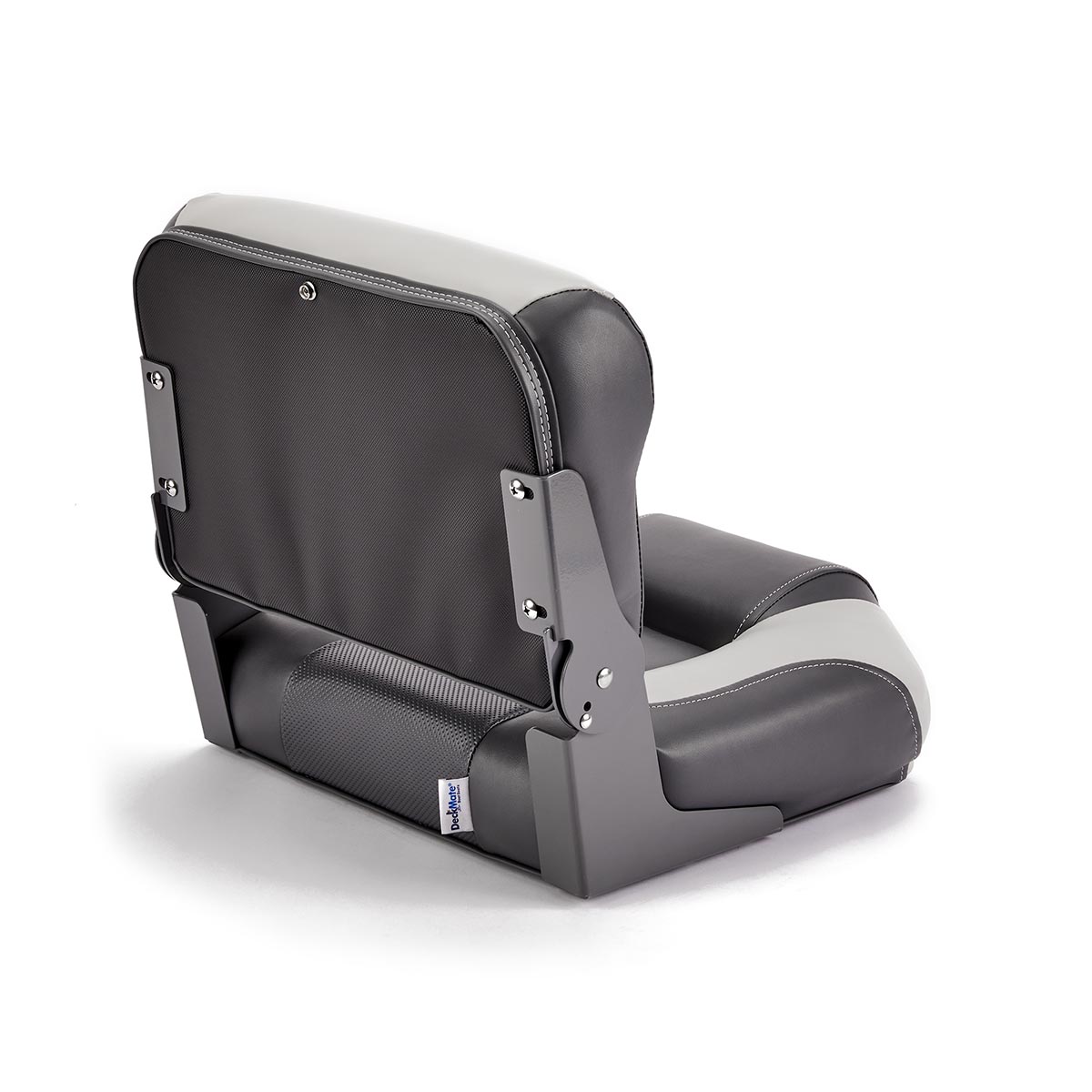 Hinge Mount Low Back Folding Boat Seat Charcoal Gray Marine Grade Vinyl for sale #color_charcoal & gray