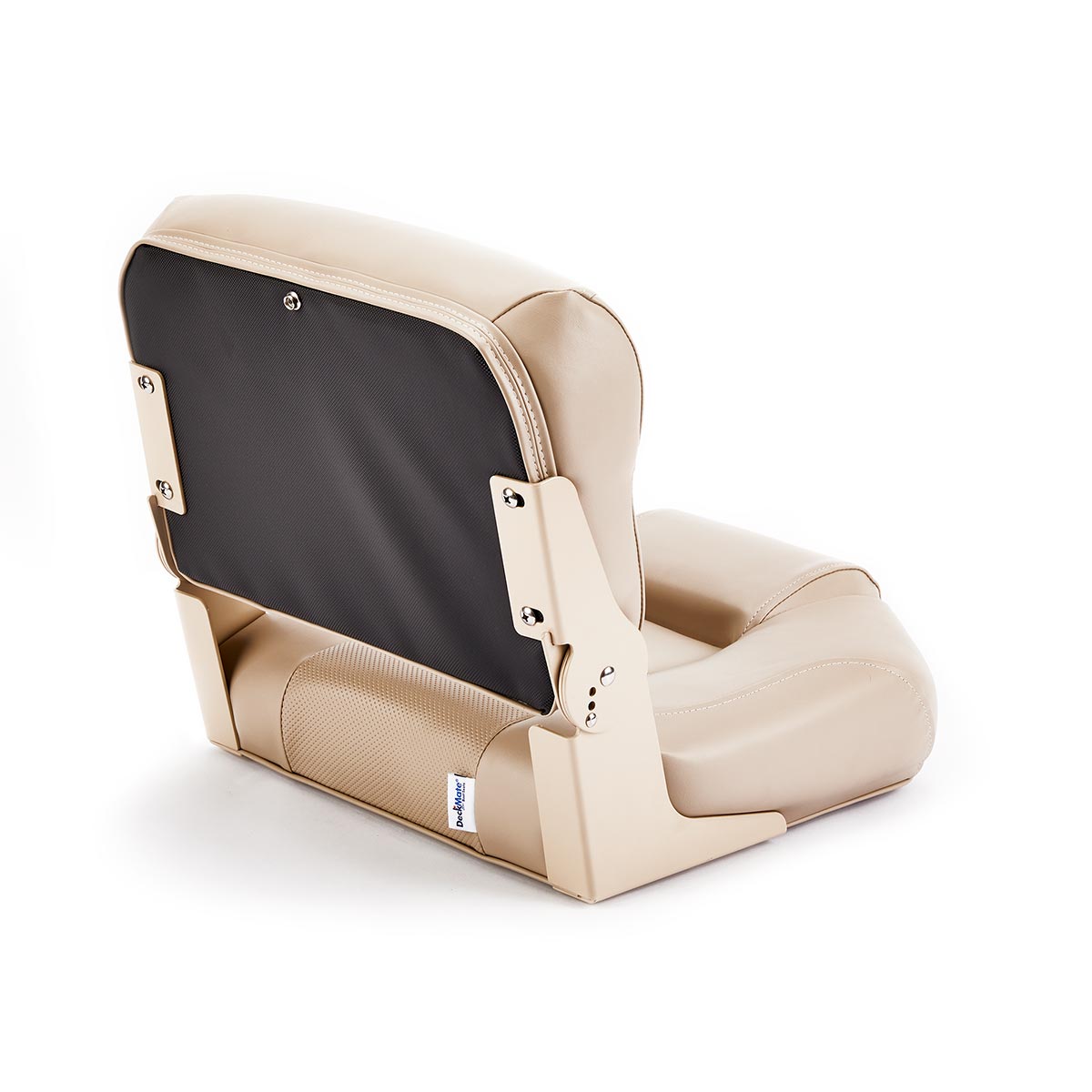 Hinge Mount Low Back Folding Boat Seat Tan Marine Grade Vinyl Black Accent for sale #color_tan