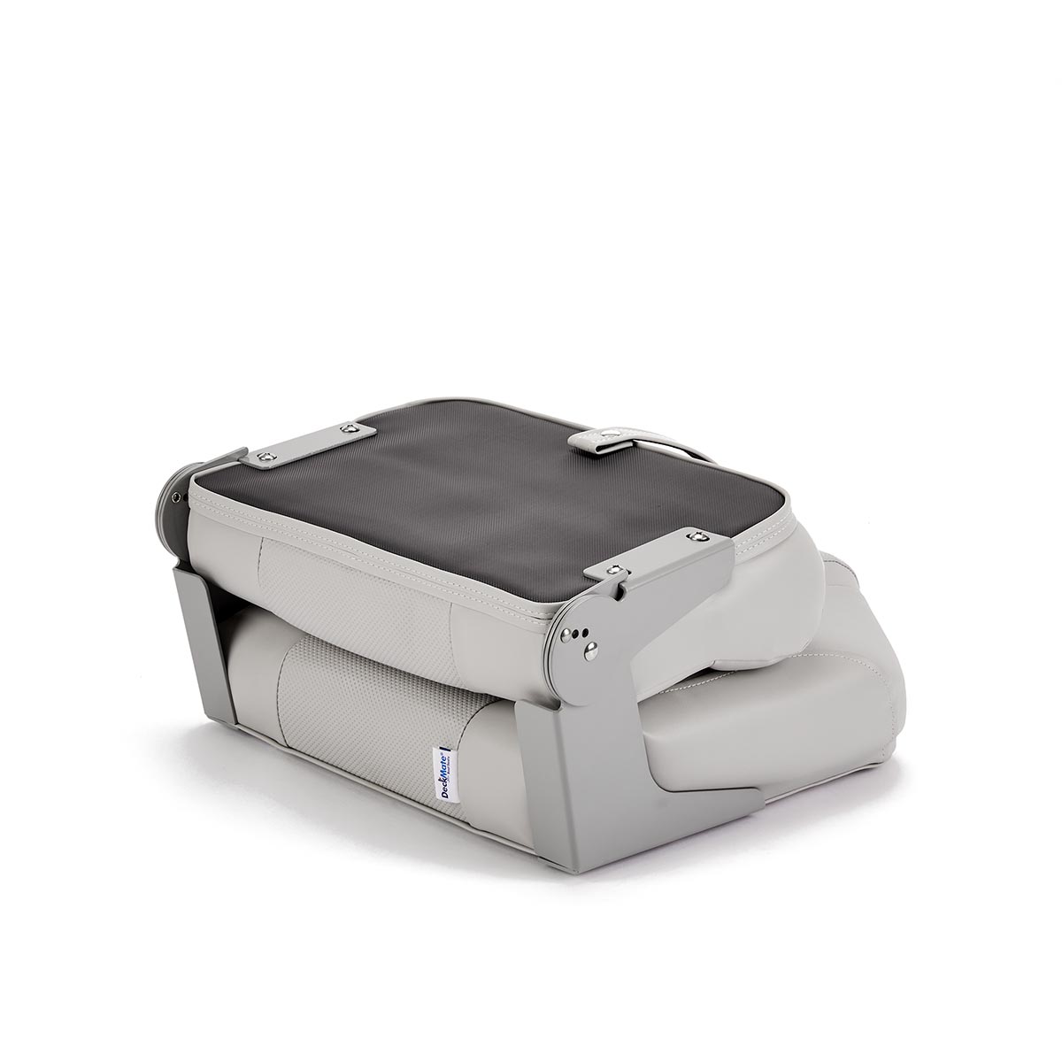 Hinge Mount Low Back Folding Boat Seat Gray Marine Grade Vinyl Black Accent for sale #color_gray