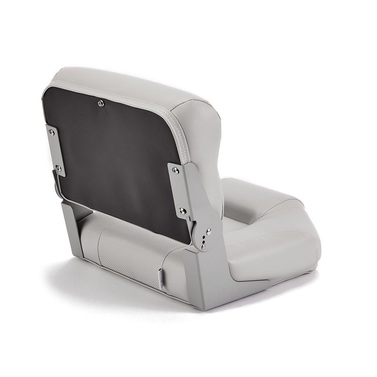 Hinge Mount Low Back Folding Boat Seat Gray Marine Grade Vinyl Black Accent for sale #color_gray