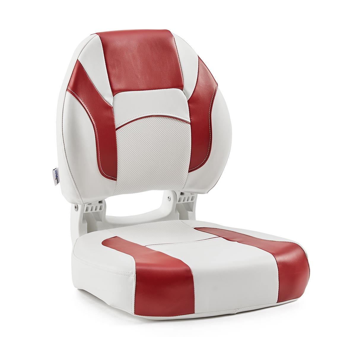 DeckMate Economy Center Hinge Cushion Fishing Boat Seat White Red Marine Grade Vinyl for sale #color_white & red