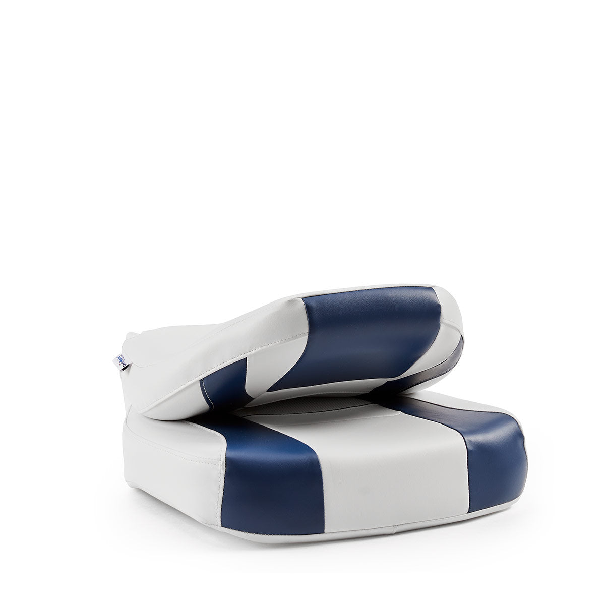 DeckMate Economy Center Hinge Cushion Fishing Boat Seat White Blue Marine Grade Vinyl for sale #color_white & blue