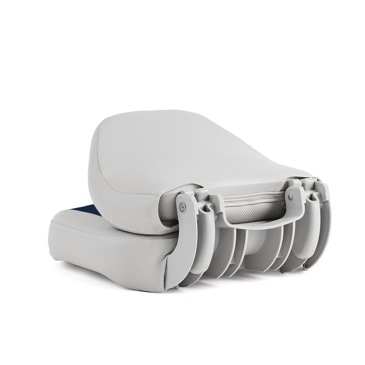 DeckMate Economy Center Hinge Cushion Fishing Boat Seat Charcoal Green Marine Grade Vinyl for sale #color_gray & blue