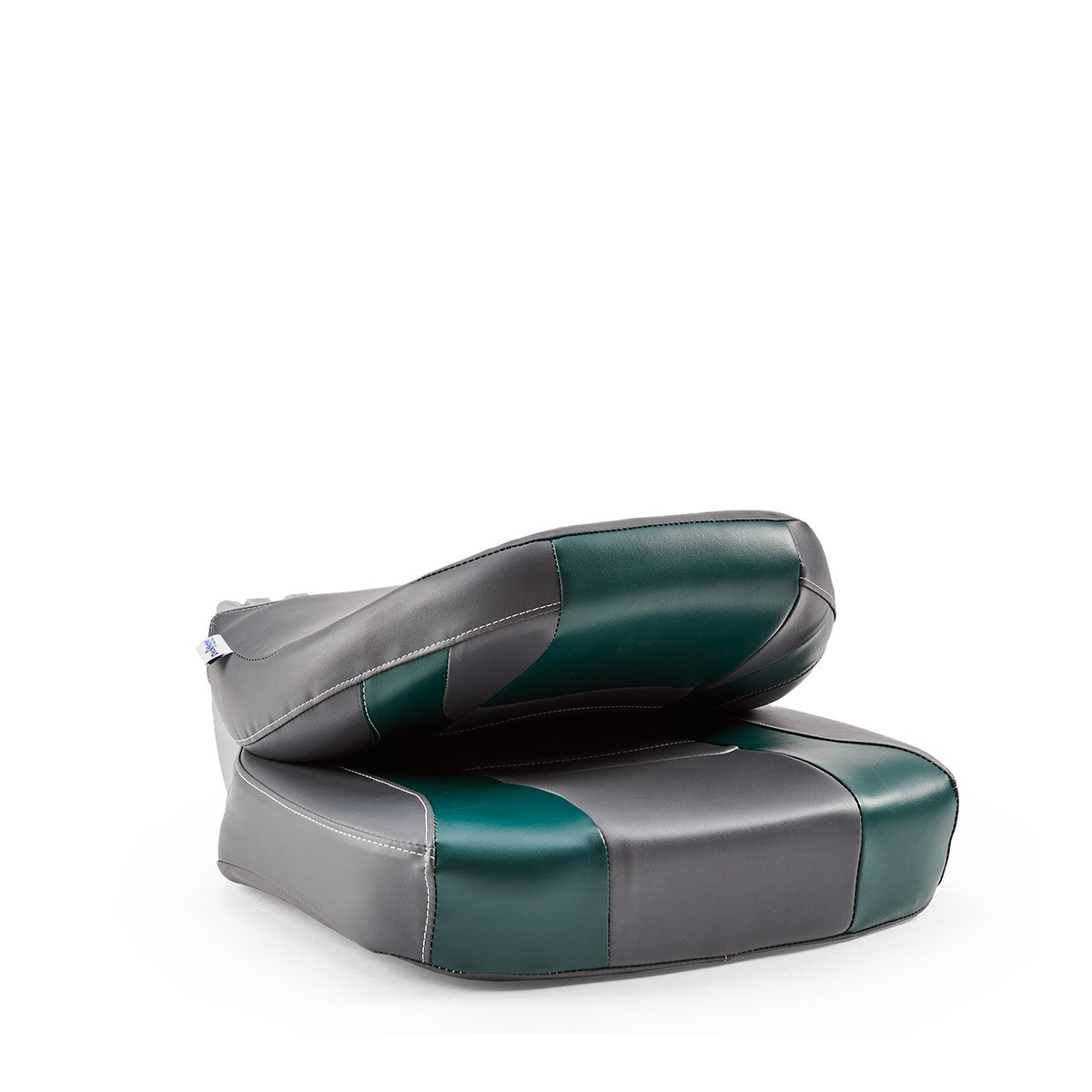 DeckMate Economy Center Hinge Cushion Fishing Boat Seat Charcoal Green Marine Grade Vinyl for sale #color_charcoal & green