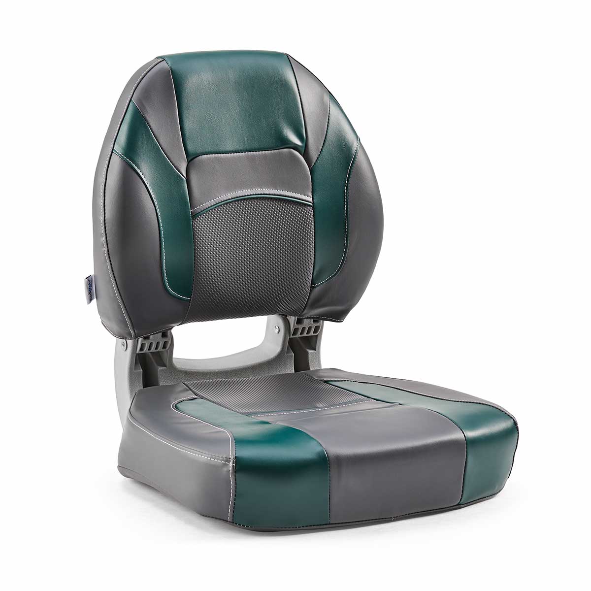 DeckMate Economy Center Hinge Cushion Fishing Boat Seat Charcoal Green Marine Grade Vinyl for sale #color_charcoal & green