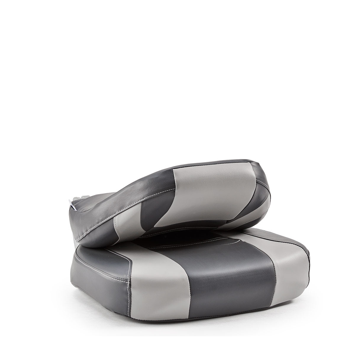 DeckMate Economy Center Hinge Cushion Fishing Boat Seat closed Charcoal Gray Marine Grade Vinyl for sale #color_charcoal & gray