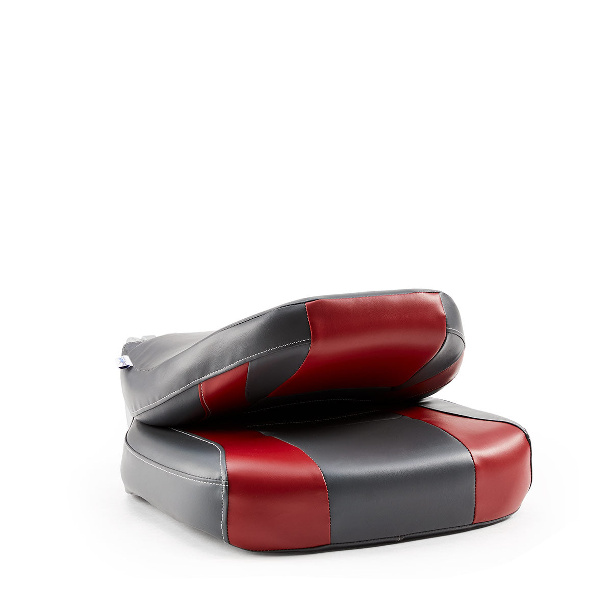 DeckMate Economy Center Hinge Cushion Fishing Boat Seat Charcoal Red Marine Grade Vinyl for sale #color_charcoal & red