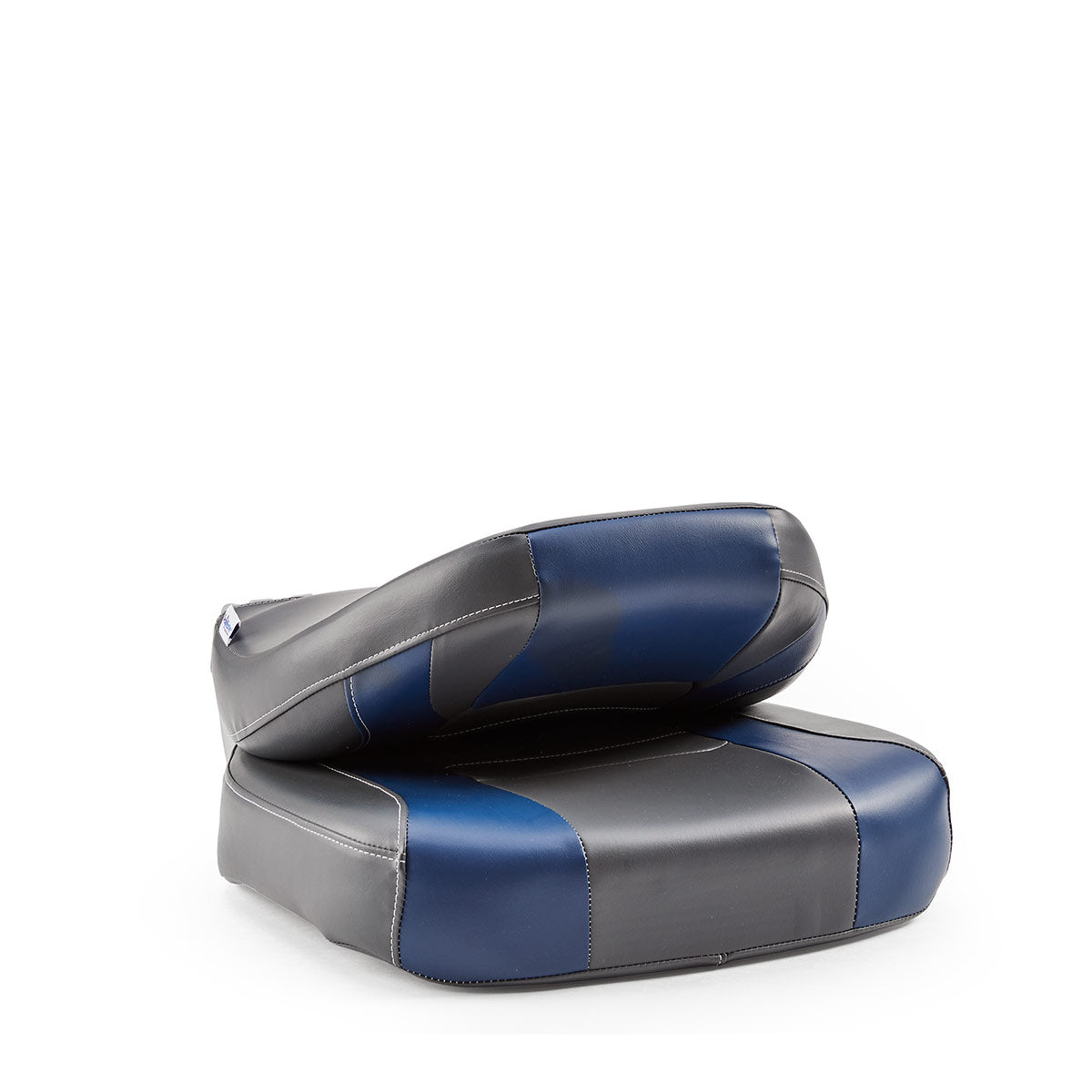 DeckMate Economy Center Hinge Cushion Fishing Boat Seat Charcoal Blue Marine Grade Vinyl for sale #color_charcoal & blue