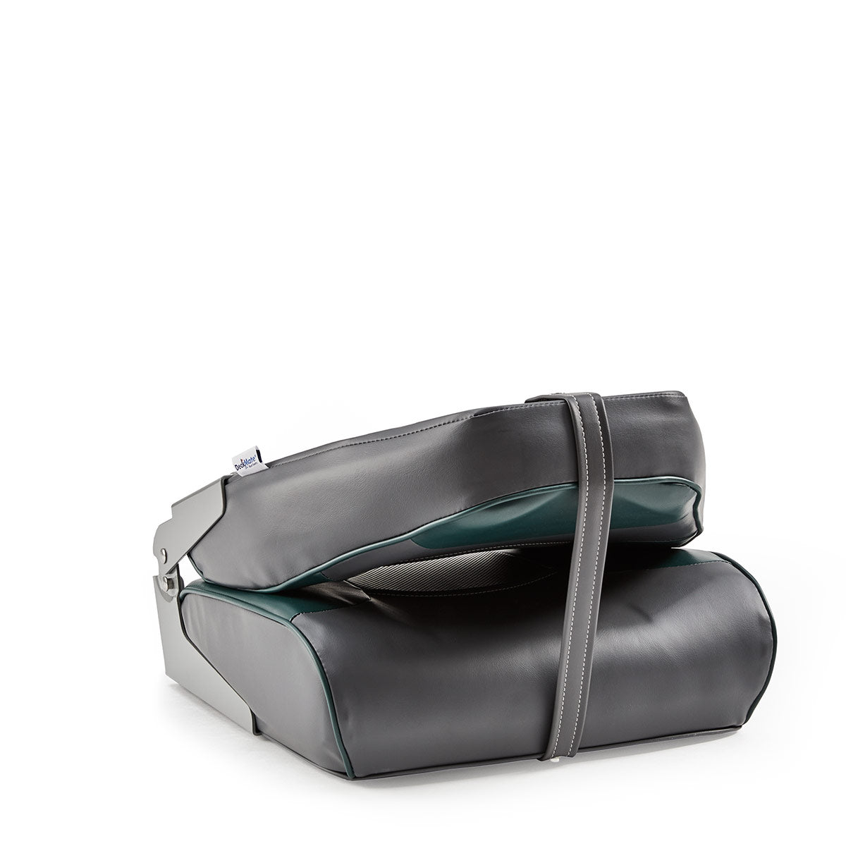 DeckMate Economy High Back Fishing Boat Seat Charcoal Green Marine Grade Vinyl for sale #color_charcoal & green