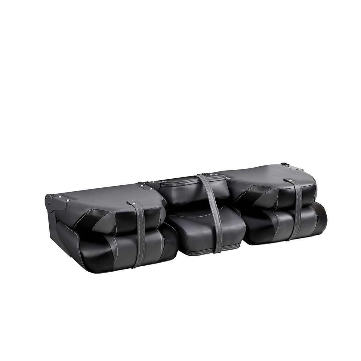 DeckMate Bass Boat Folding Bench Set with Jump Seat all closed #color_charcoal & black