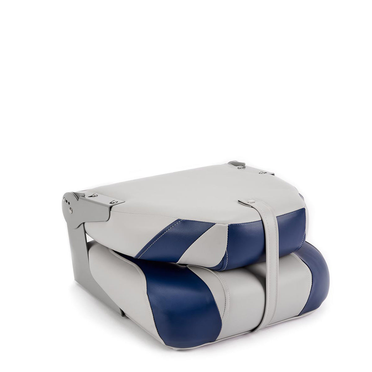 Deckmate High Back Folding Boat Seat Gray & Blue Marine Grade Vinyl for sale #color_gray & blue