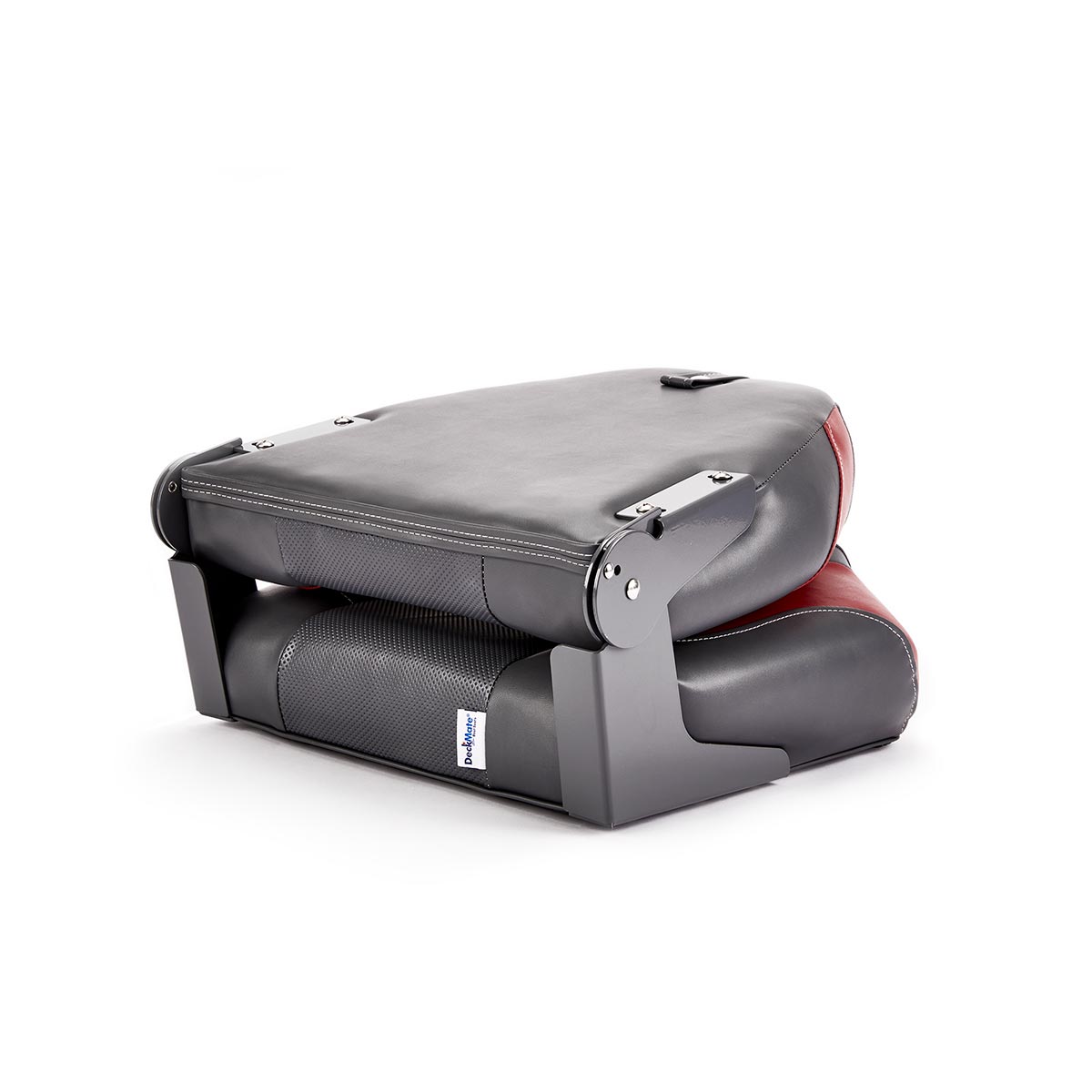 Deckmate High Back Folding Boat Seat Charcoal & Red Marine Grade Vinyl for sale #color_charcoal & red