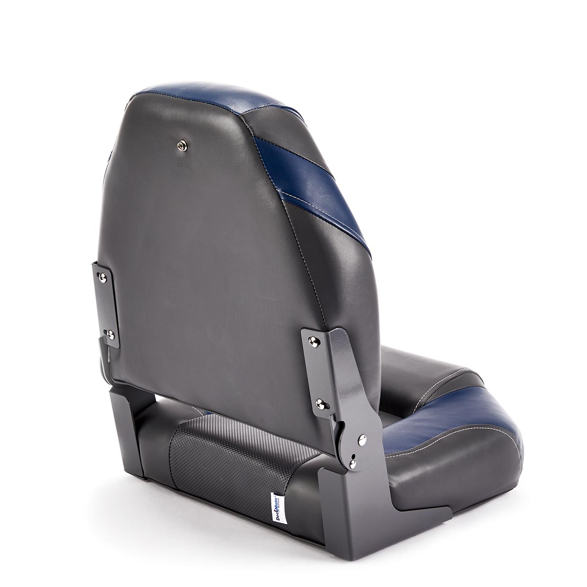Deckmate High Back Folding Boat Seat Charcoal & Blue Marine Grade Vinyl for sale #color_charcoal & blue