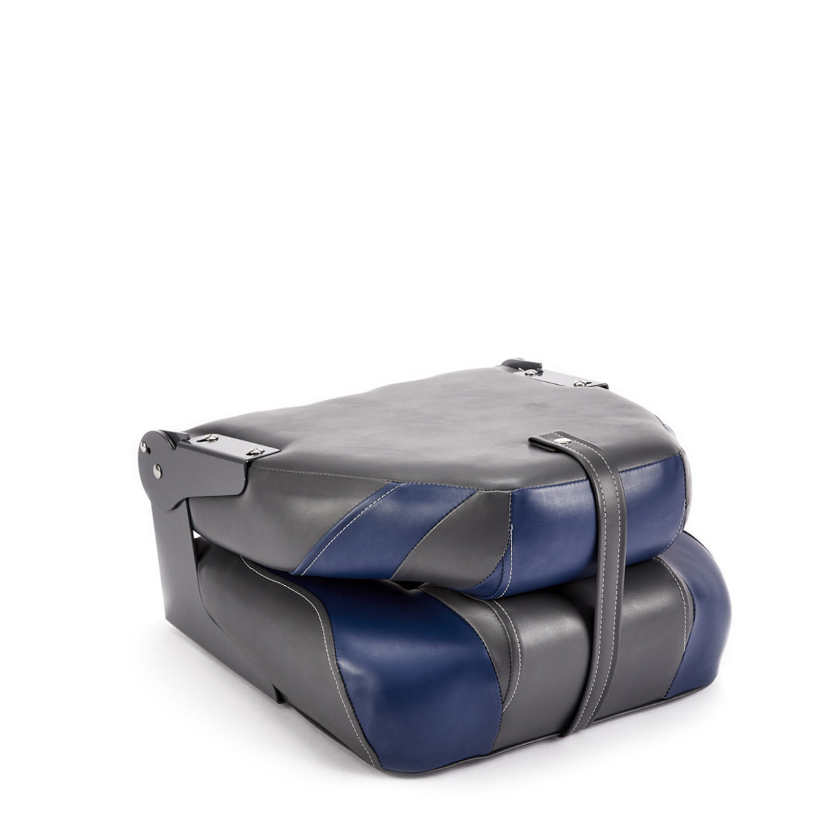 Deckmate High Back Folding Boat Seat Charcoal & Blue Marine Grade Vinyl for sale #color_charcoal & blue