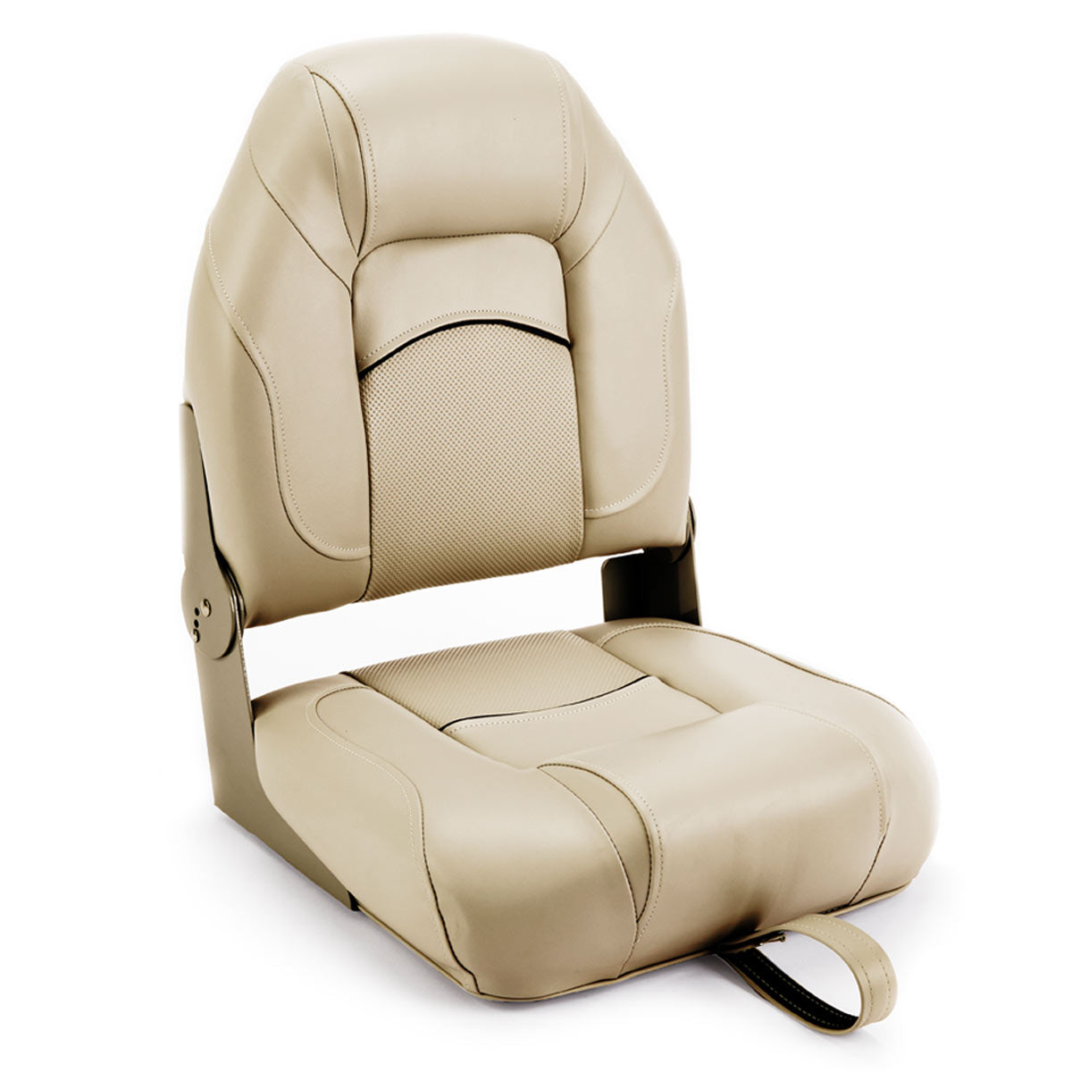 Deckmate High Back Folding Boat Seat Tan Marine Grade Vinyl for sale #color_tan