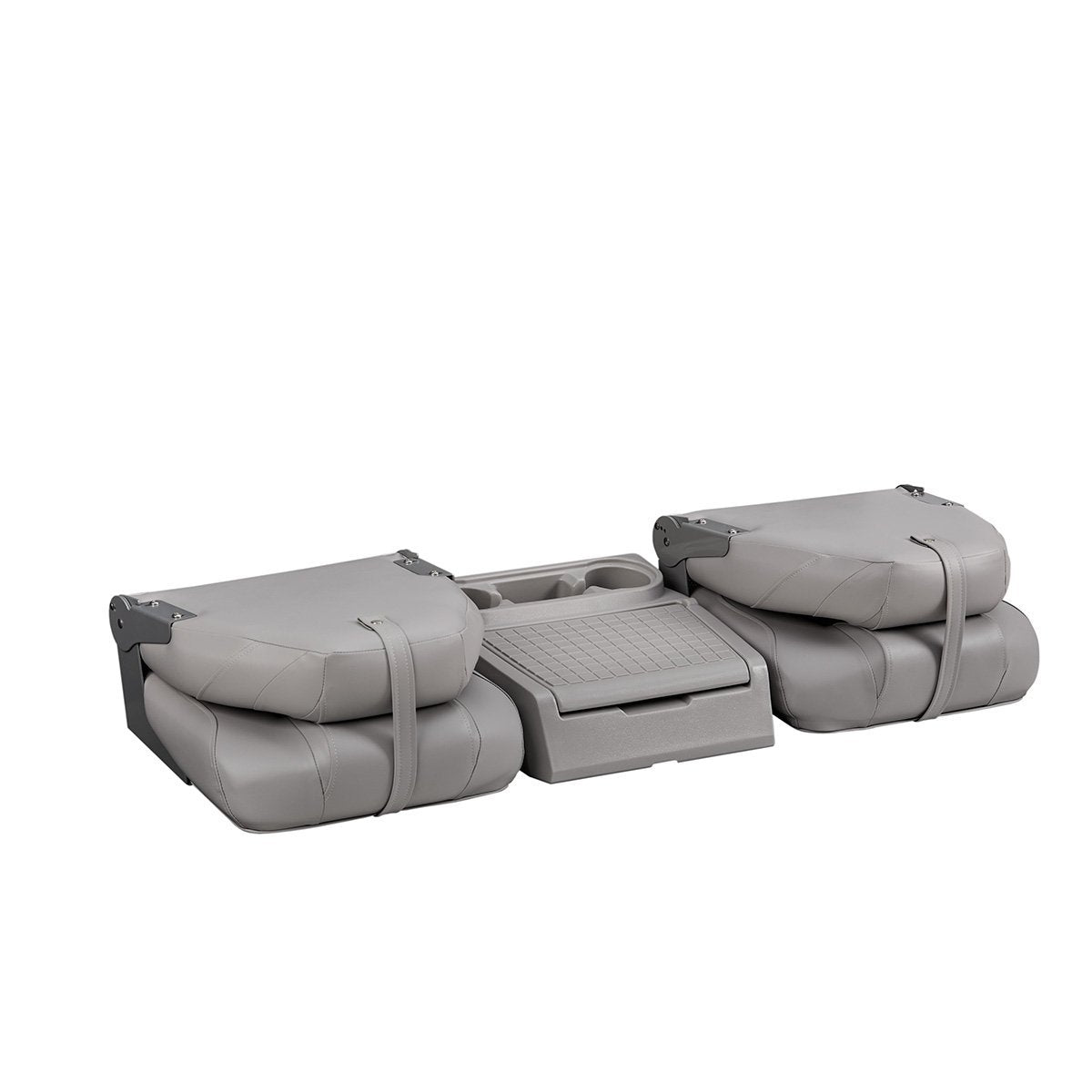 DeckMate Bass Boat Folding Bench Seat Set with center console closed #color_gray