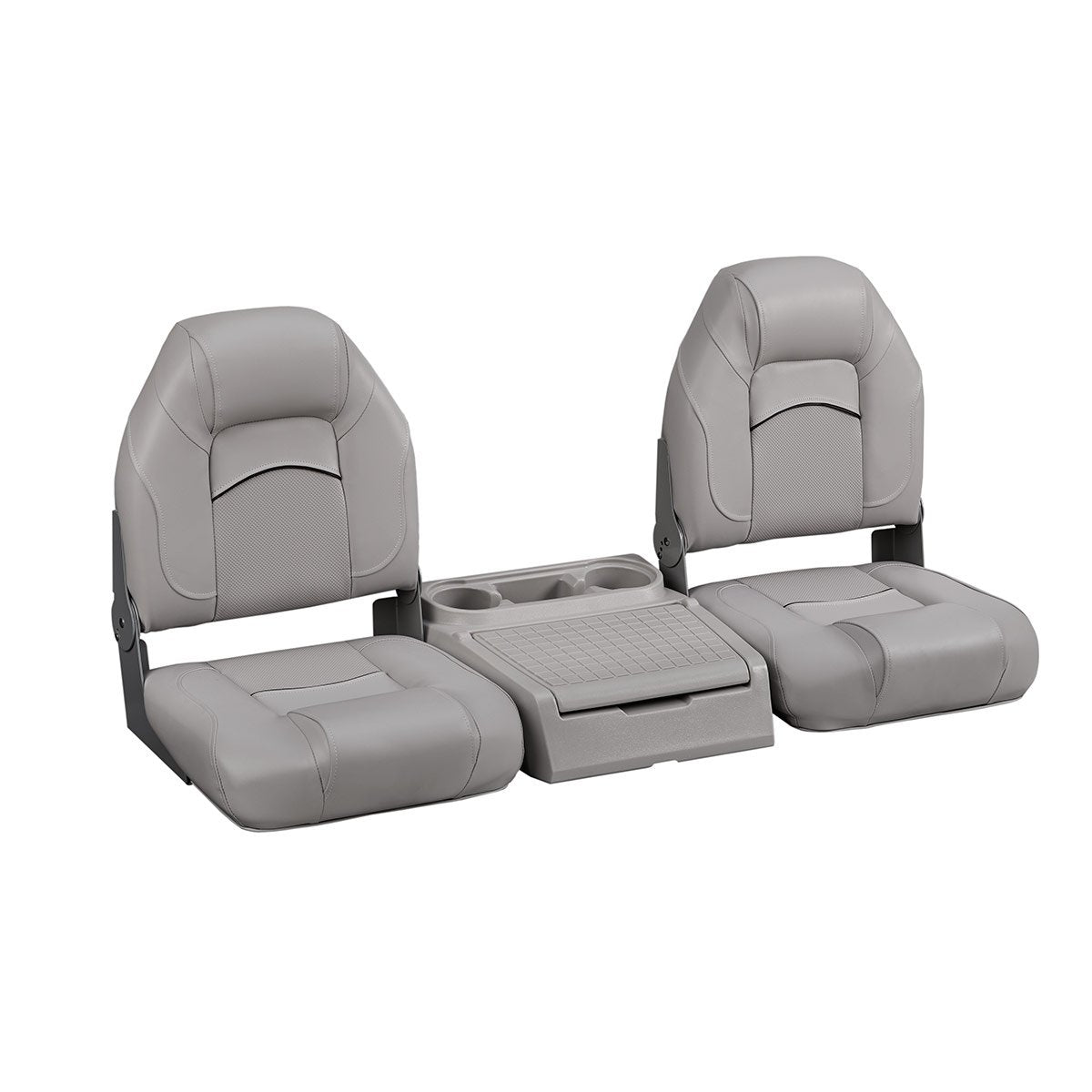 DeckMate Bass Boat Folding Bench Seat Set with center console #color_gray