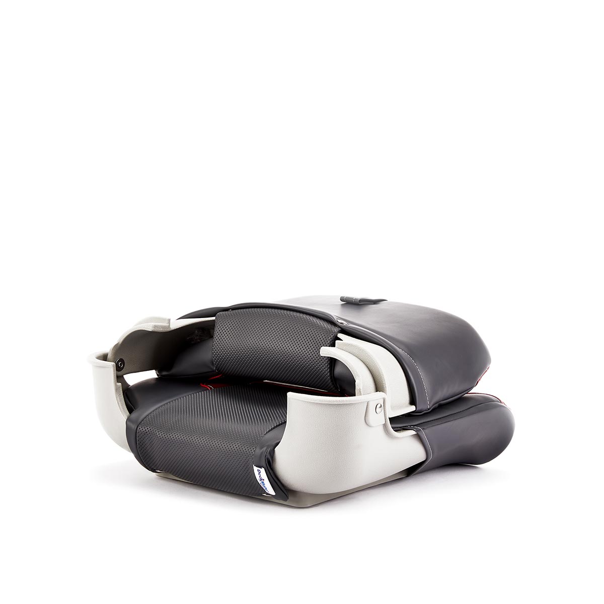 Deckmate Clam Shell Fishing Boat Seat Charcoal & Red Marine Grade Vinyl for sale #color_charcoal & red