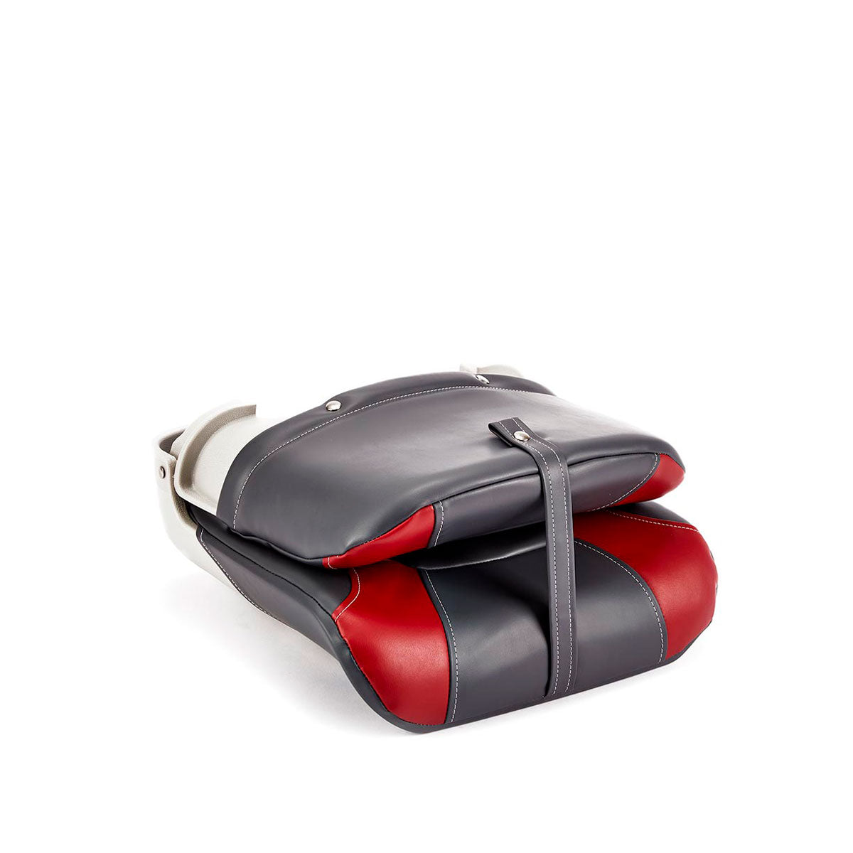 Deckmate Clam Shell Fishing Boat Seat Charcoal & Red Marine Grade Vinyl for sale #color_charcoal & red