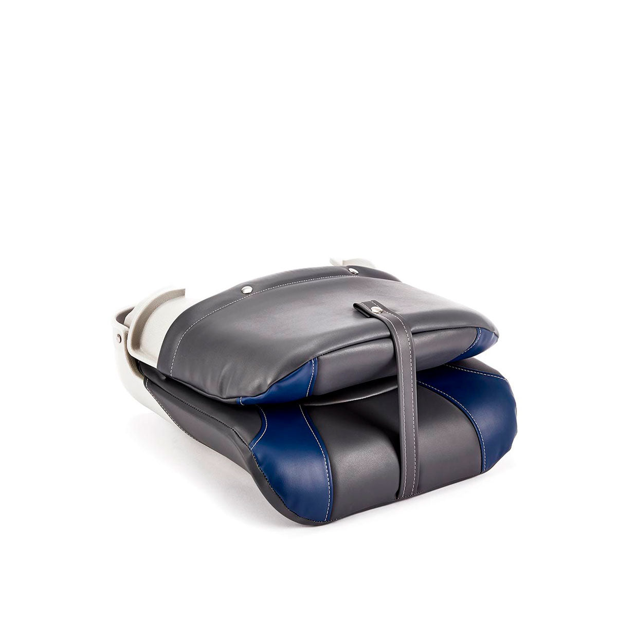 Deckmate Clam Shell Fishing Boat Seat Charcoal & Blue Marine Grade Vinyl for sale #color_charcoal & blue