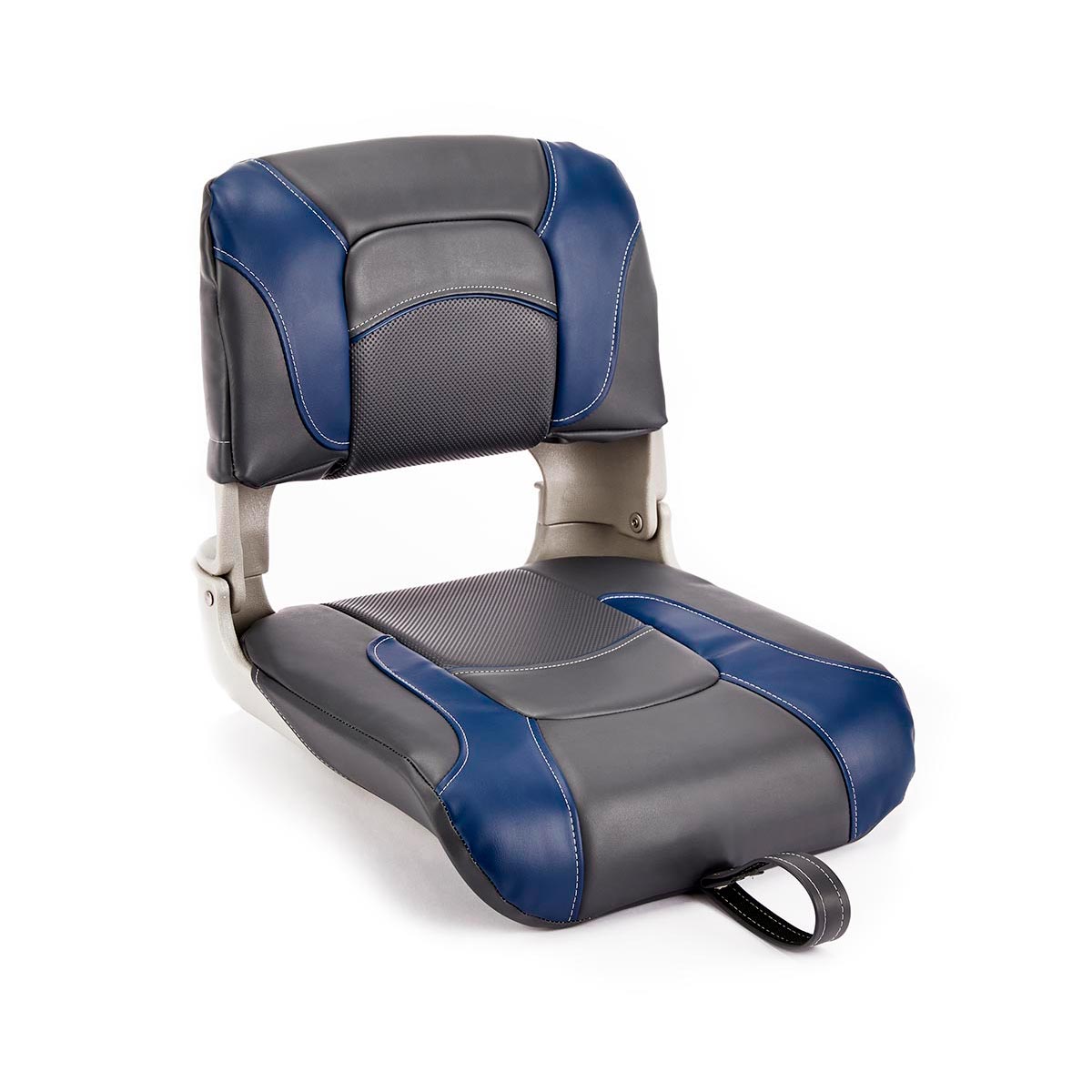 Deckmate Clam Shell Fishing Boat Seat Charcoal & Blue Marine Grade Vinyl for sale #color_charcoal & blue