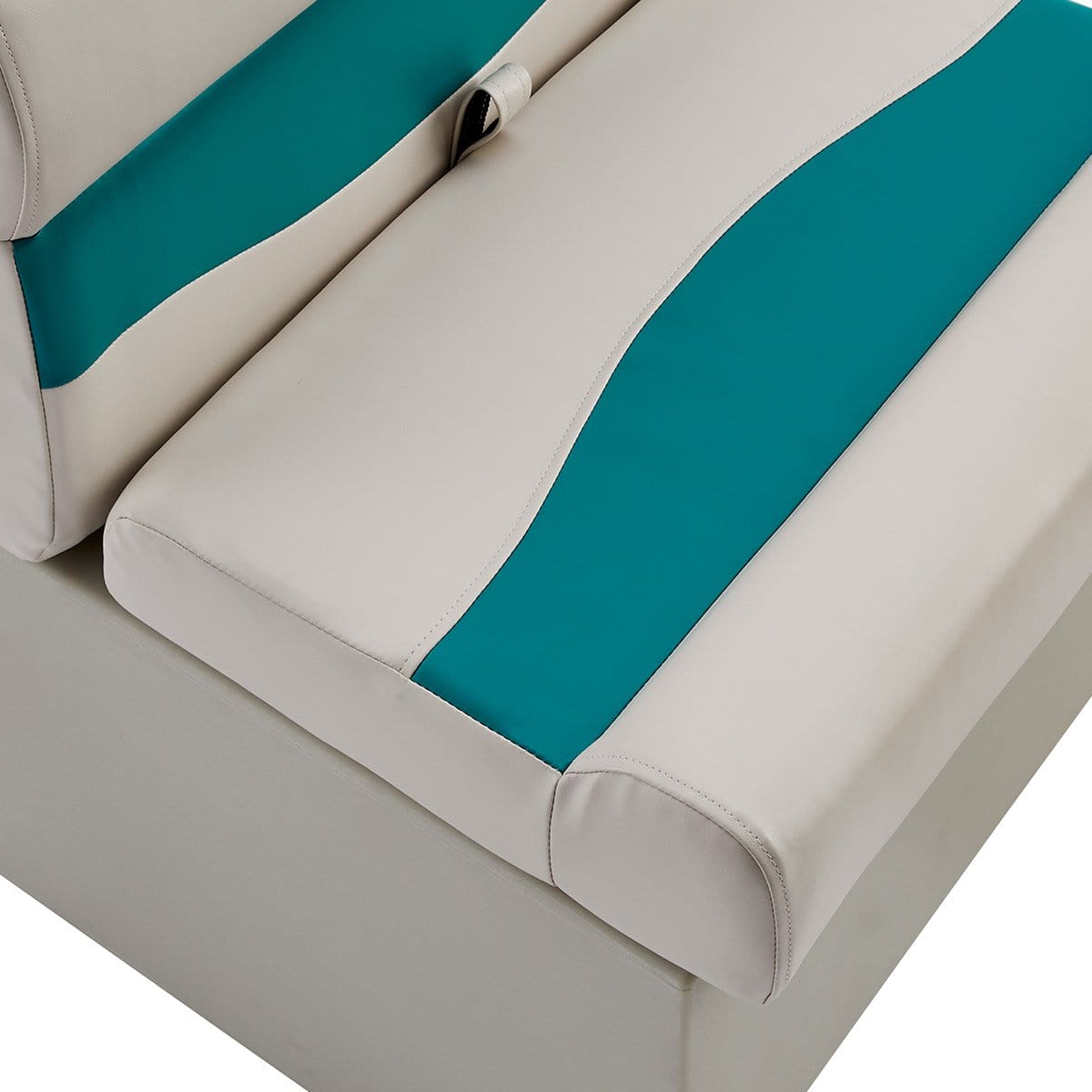 DeckMate Classic Pontoon Boat Bench detail #color_ivory & teal