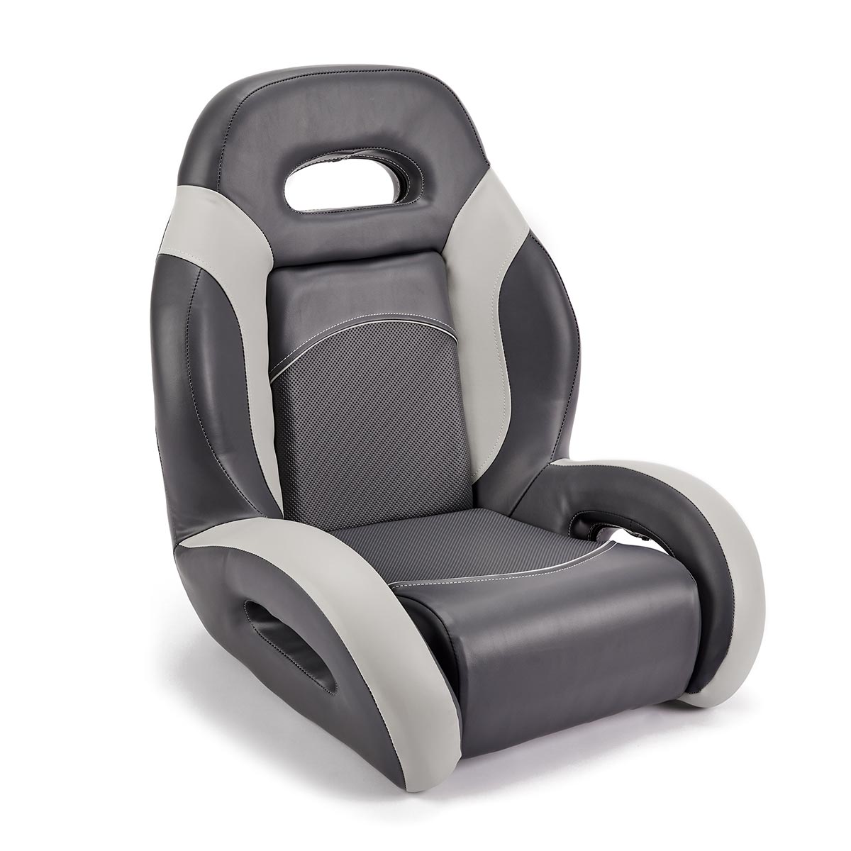 Deckmate High Back Sport Racing Style Bucket Seat Charcoal & Gray Marine Grade Vinyl for sale #color_charcoal & gray