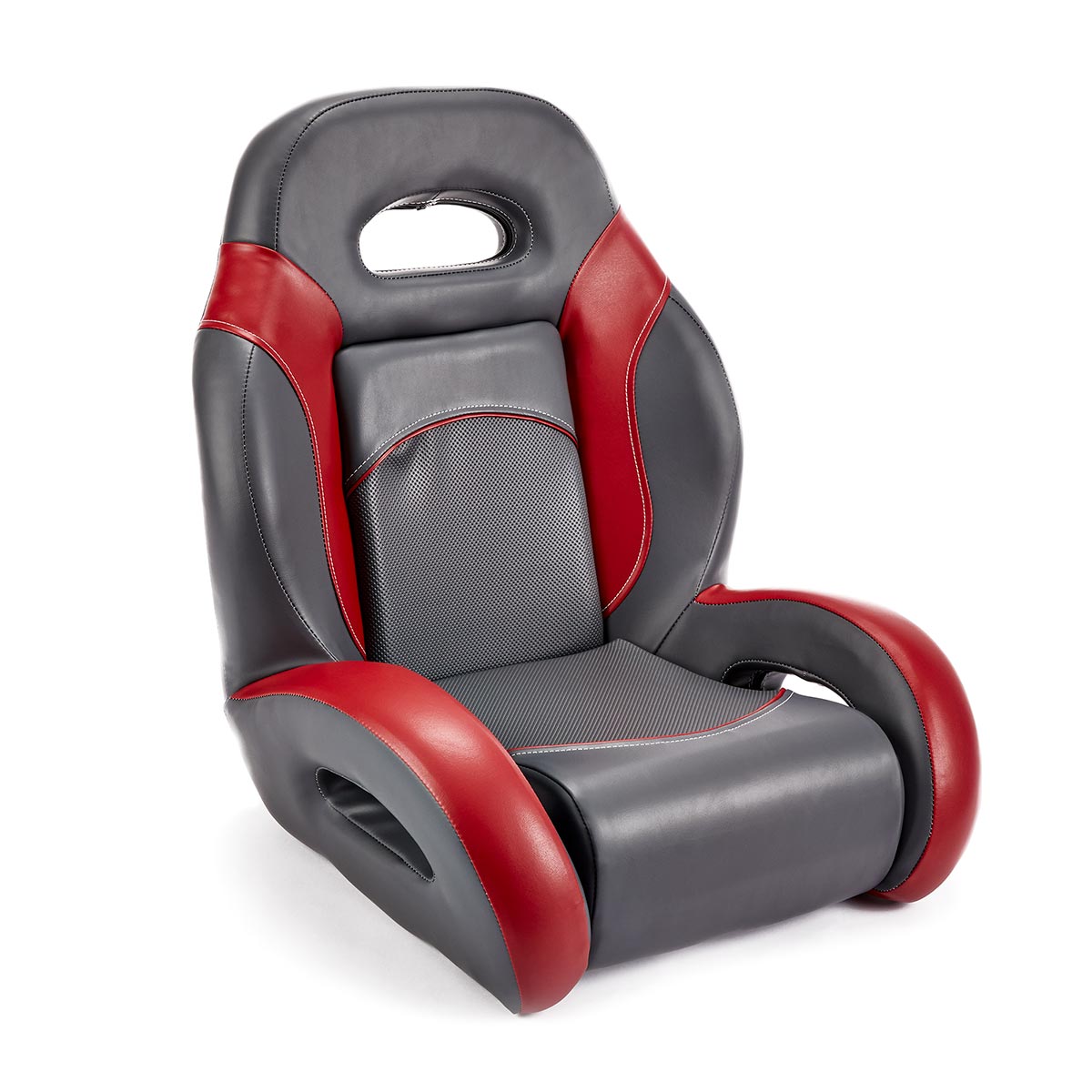 Deckmate High Back Sport Racing Style Bucket Seat Charcoal & Red Marine Grade Vinyl for sale #color_charcoal & red