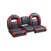 DeckMate Nitro Bass Boat Bench Set with jump seat #color_charcoal & red
