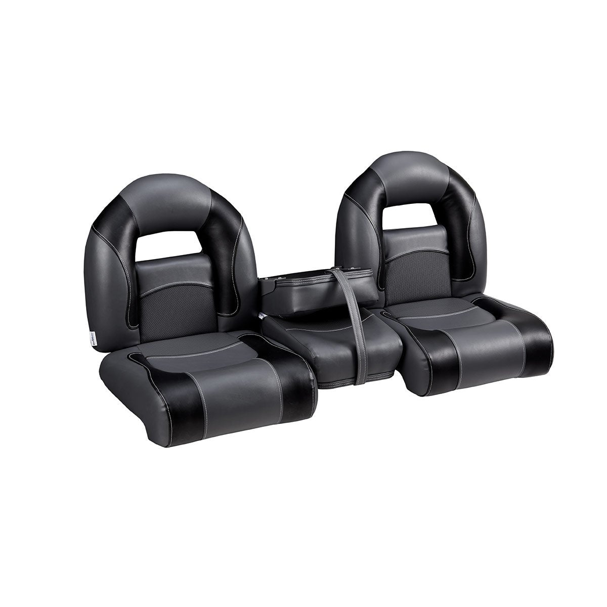 DeckMate Nitro Bass Boat Bench Set with closed jump seat #color_charcoal & black