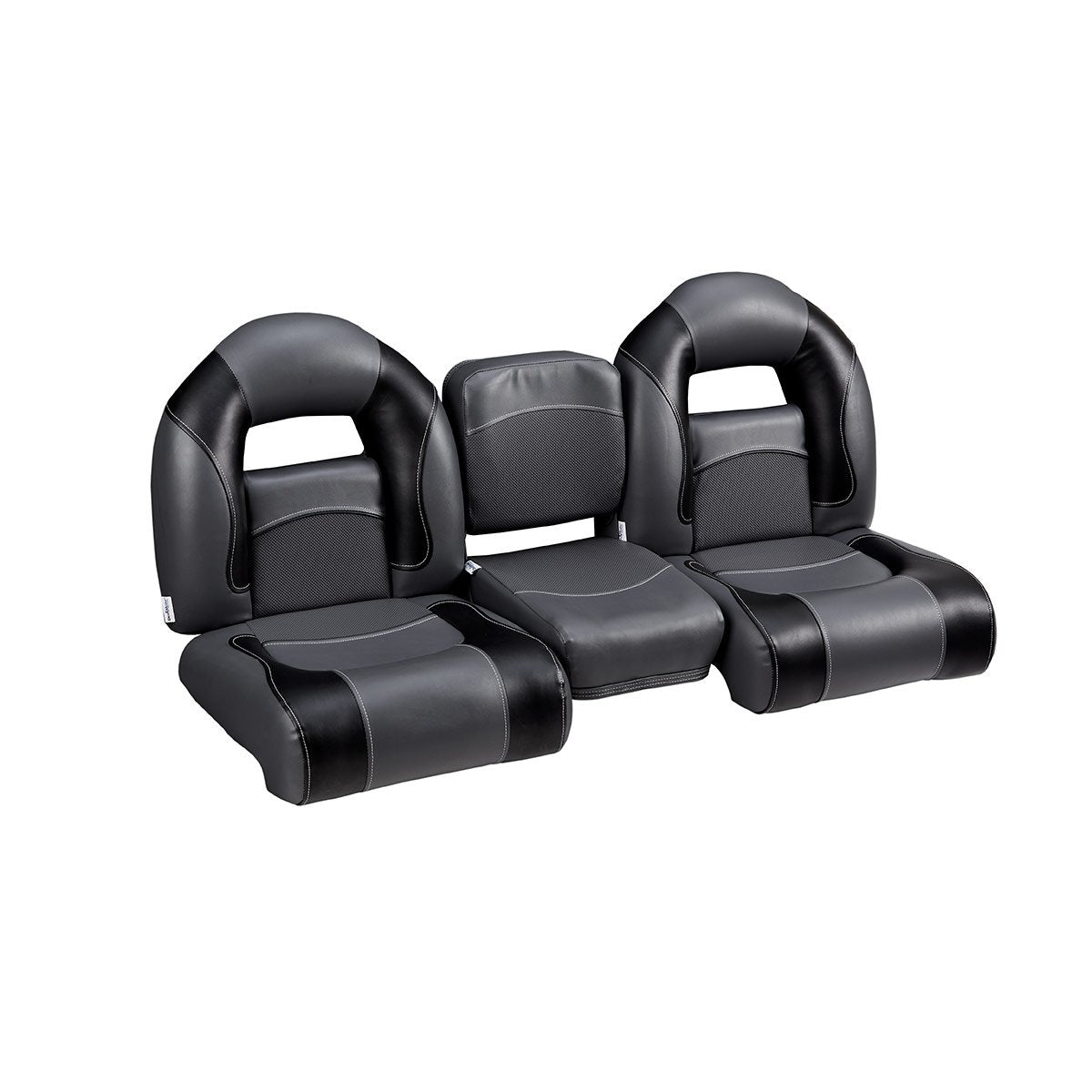 DeckMate Nitro Bass Boat Bench Set with jump seat #color_charcoal & black