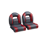 DeckMate Nitro Bass Boat Bucket Seats Pair #color_charcoal & red