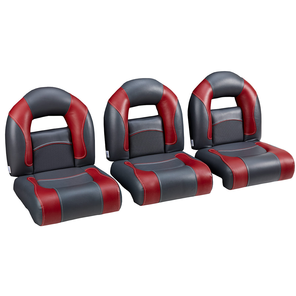 DeckMate Compact Bass Bench Seats 3 wide #color_charcoal & red