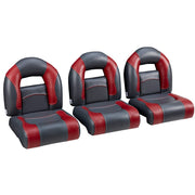 DeckMate Nitro Bass Boat Triple Bench Seat #color_charcoal & red