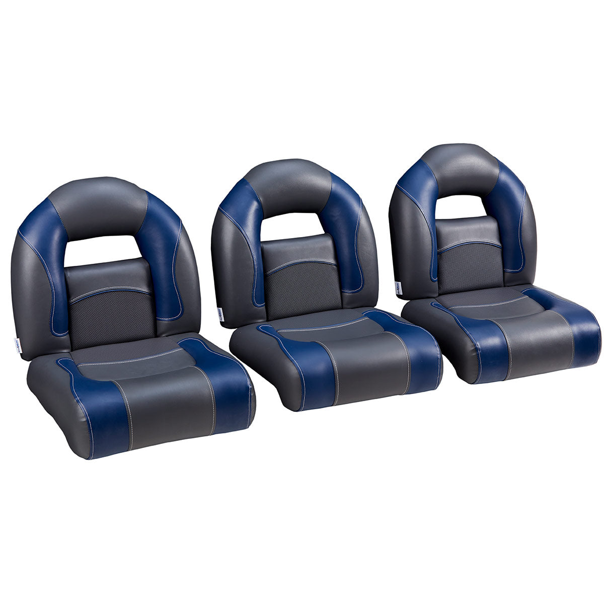 DeckMate Compact Bass Bench Seats 3 wide #color_charcoal & blue