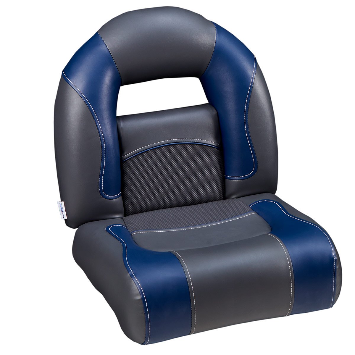 DeckMate Nitro Bass Boat Triple Bench Seat Detail #color_charcoal & blue